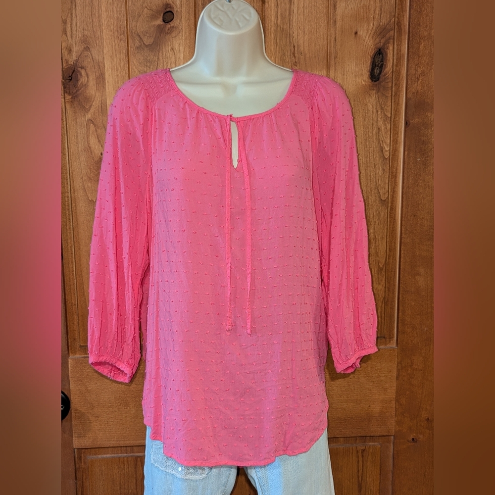 Elle Vibrant Pink Textured Blouse‎